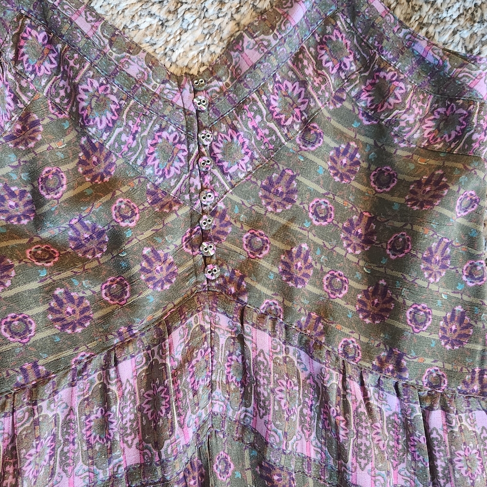 Sundance Maxi Dress Olive and Purple Floral Dress